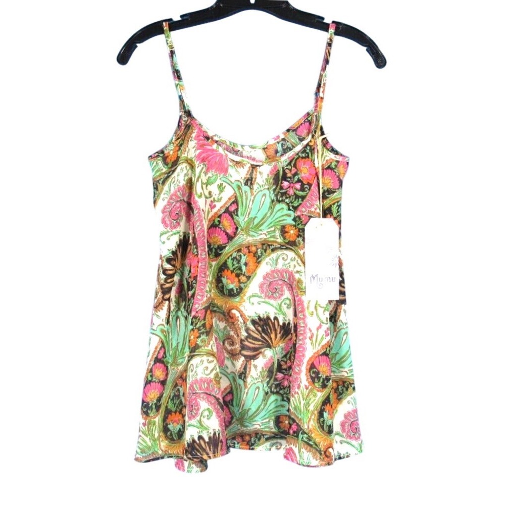 NWT SHOW ME YOUR MUMU Lenz Tank MULTI-COLORED Paisley CHIFFON Sleeveless Top XS